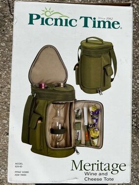 Picnic Time Meritage Red clay color with  Wine and Cheese Tote